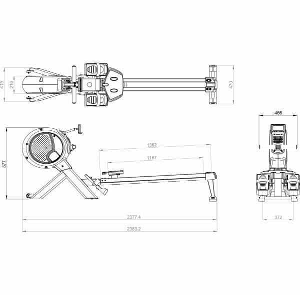 R-400 rowing machine for home use dimensions | R-400 roeimachine voor thuisgebruik afmetingen